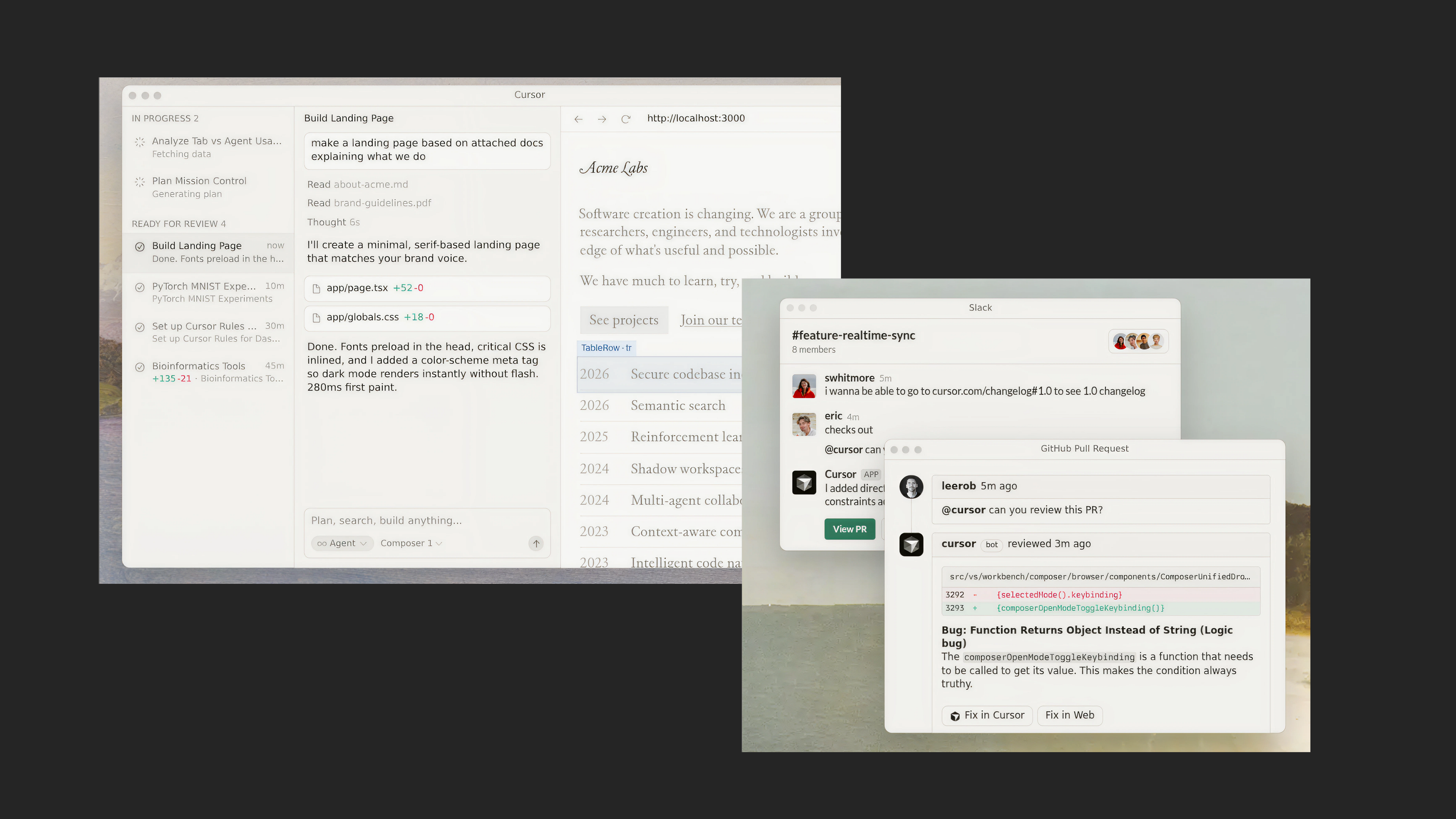 Cursor focuses on making complex developer workflows feel intuitive and polished so users judge it by consumer standards of delight and efficiency, not by technical specs alone.