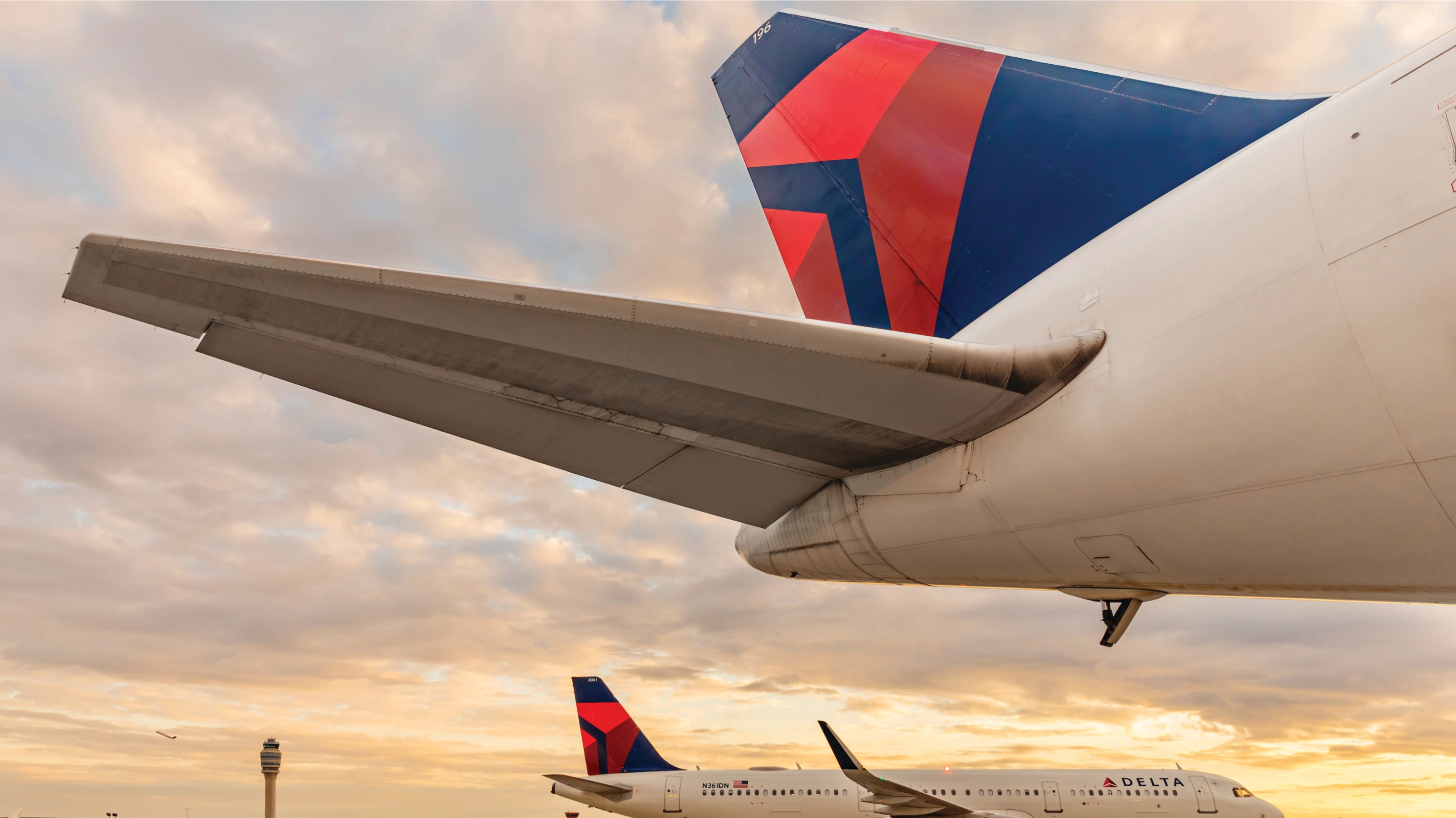 back of airplane with delta logo