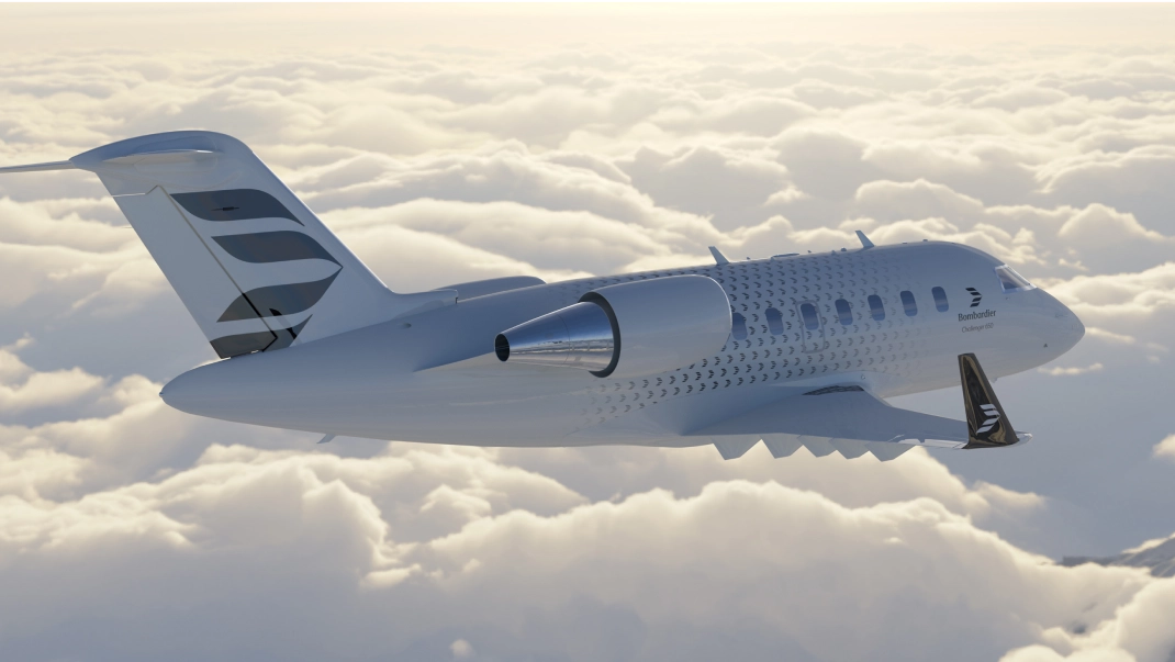 plane with bombardier branding