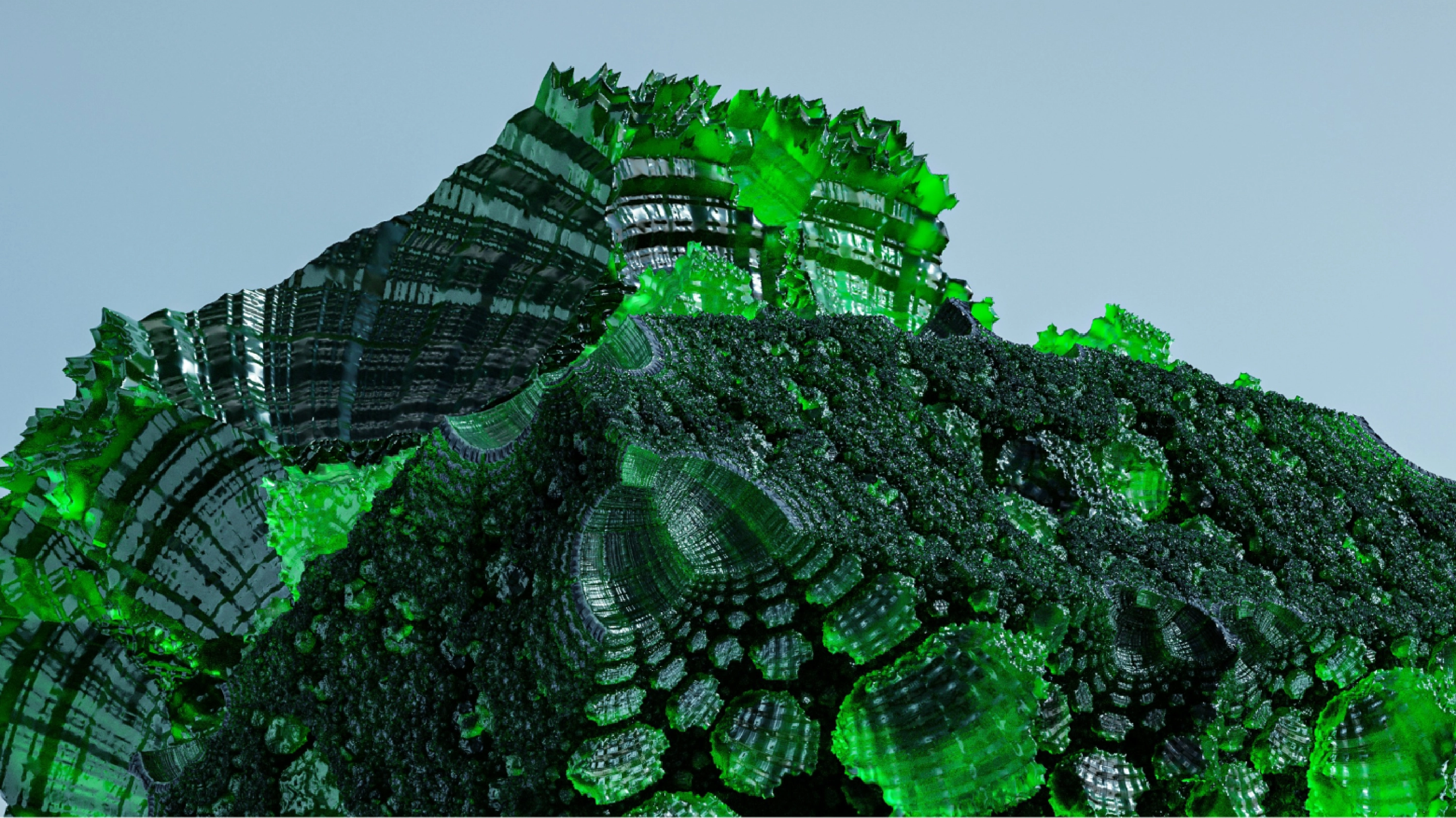 abstract green glass mountain shape