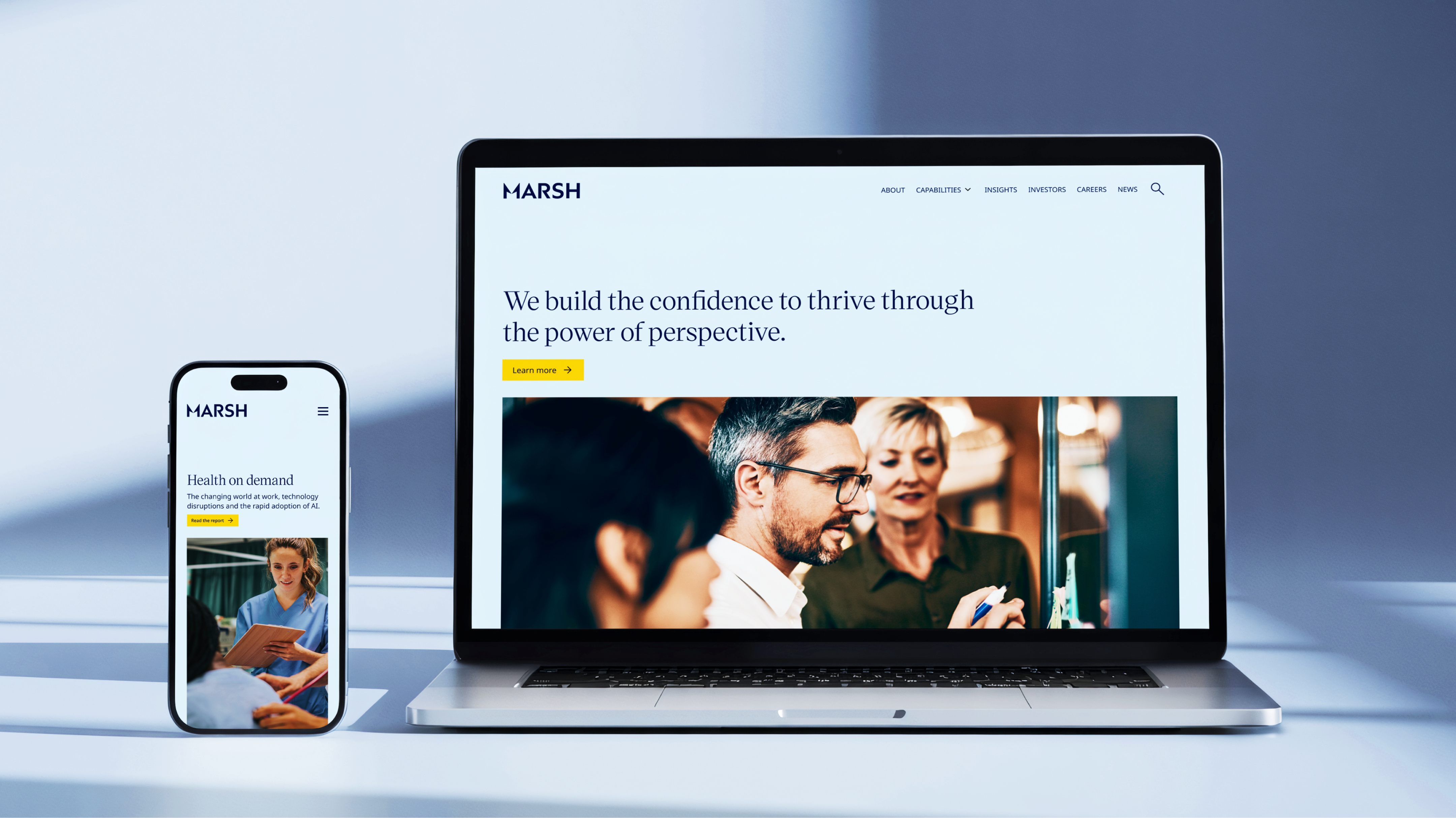 Marsh website on computer and mobile