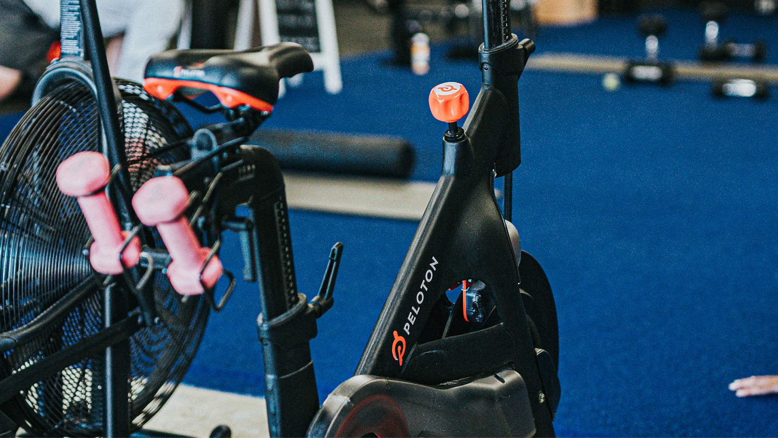 peloton bike with dumbells 