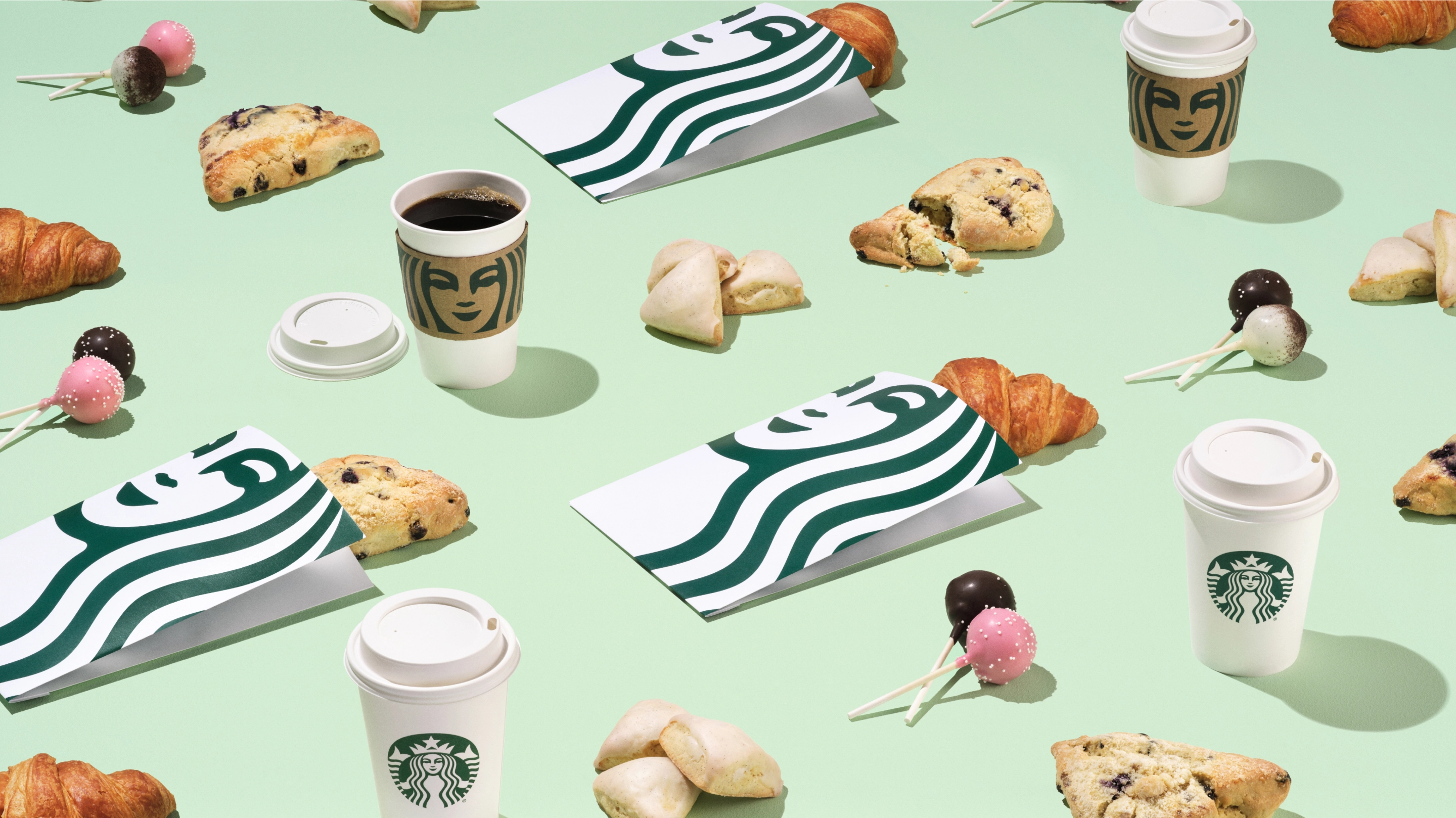 image of starbucks food and coffee on table