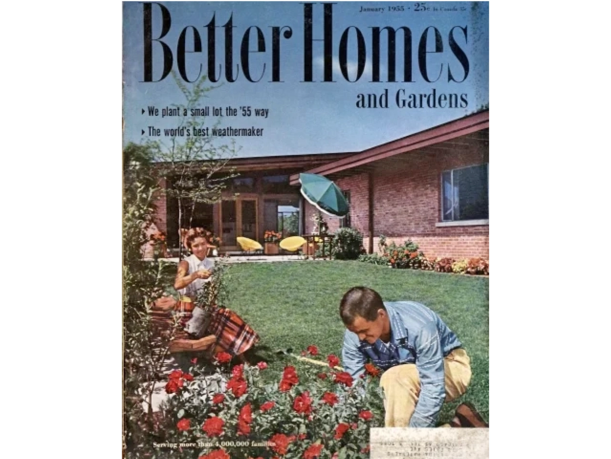 old better homes & garden magazine with family on cover