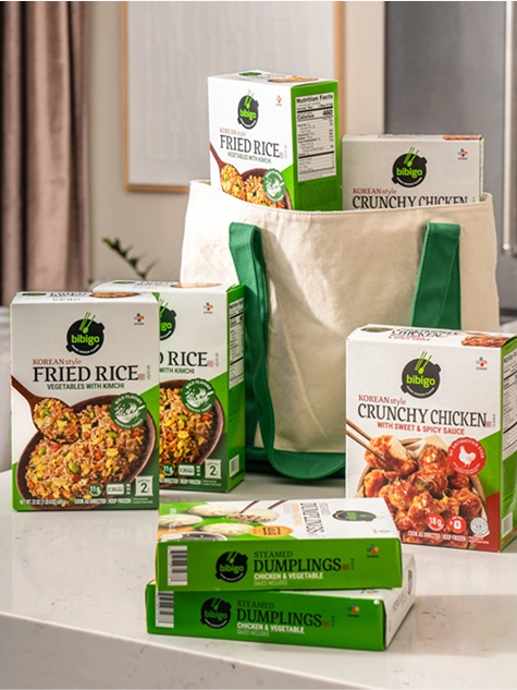 bibigo packaged products on countertop