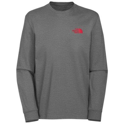 north face men's long sleeve red box tee