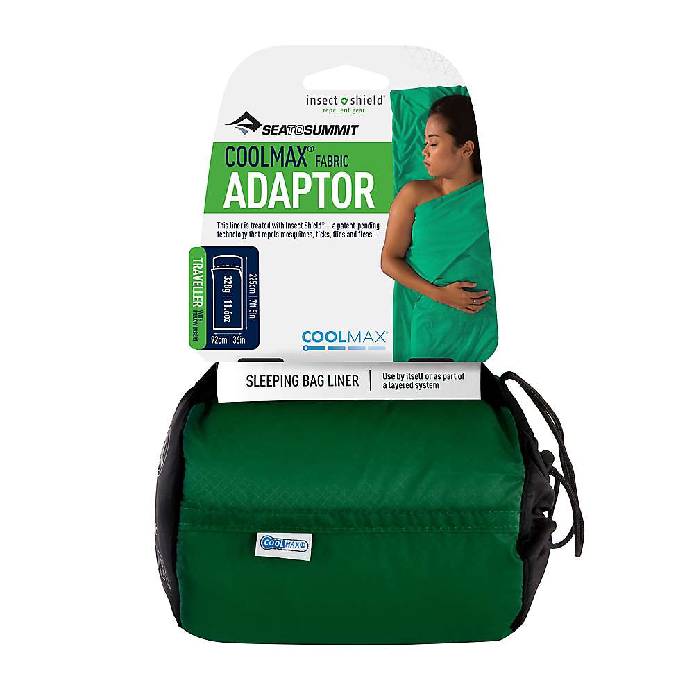 SeaToSummit COOLMAX Fabric Adaptor-TRAVELER w/Pillow Insert Emerald ~ New ~ 
