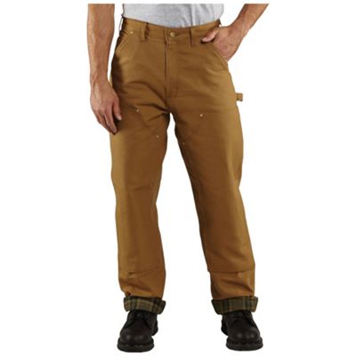 Carhartt Men's Firm Duck Double-Front Dungaree Flannel-Lined Pant ...