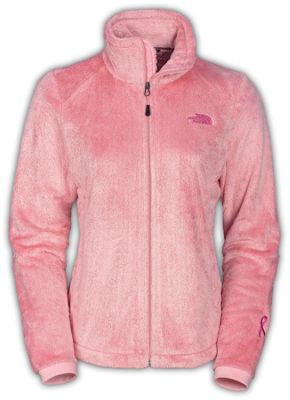 pink fuzzy north face jacket