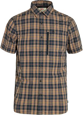 Fjallraven Men's Abisko Hike SS Shirt - Small, Dark Navy / Buckwheat Brown