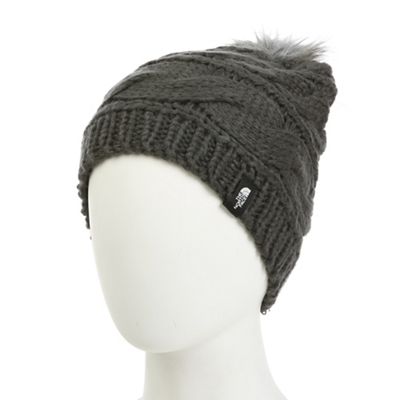 the north face women's triple cable fur pom beanie