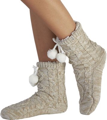 Ugg Women's Pom Pom Fleece Lined Crew Sock at