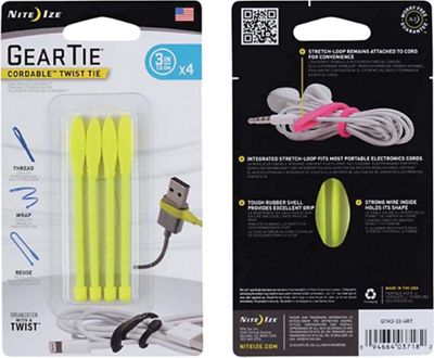 Nite Ize Gear Tie Cordable Twist Tie 4 Pack