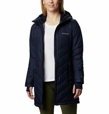 columbia women's plus heavenly long hooded down jacket