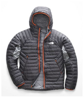 grey and orange north face jacket