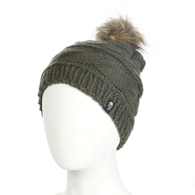 the north face triple cable fur pom beanie