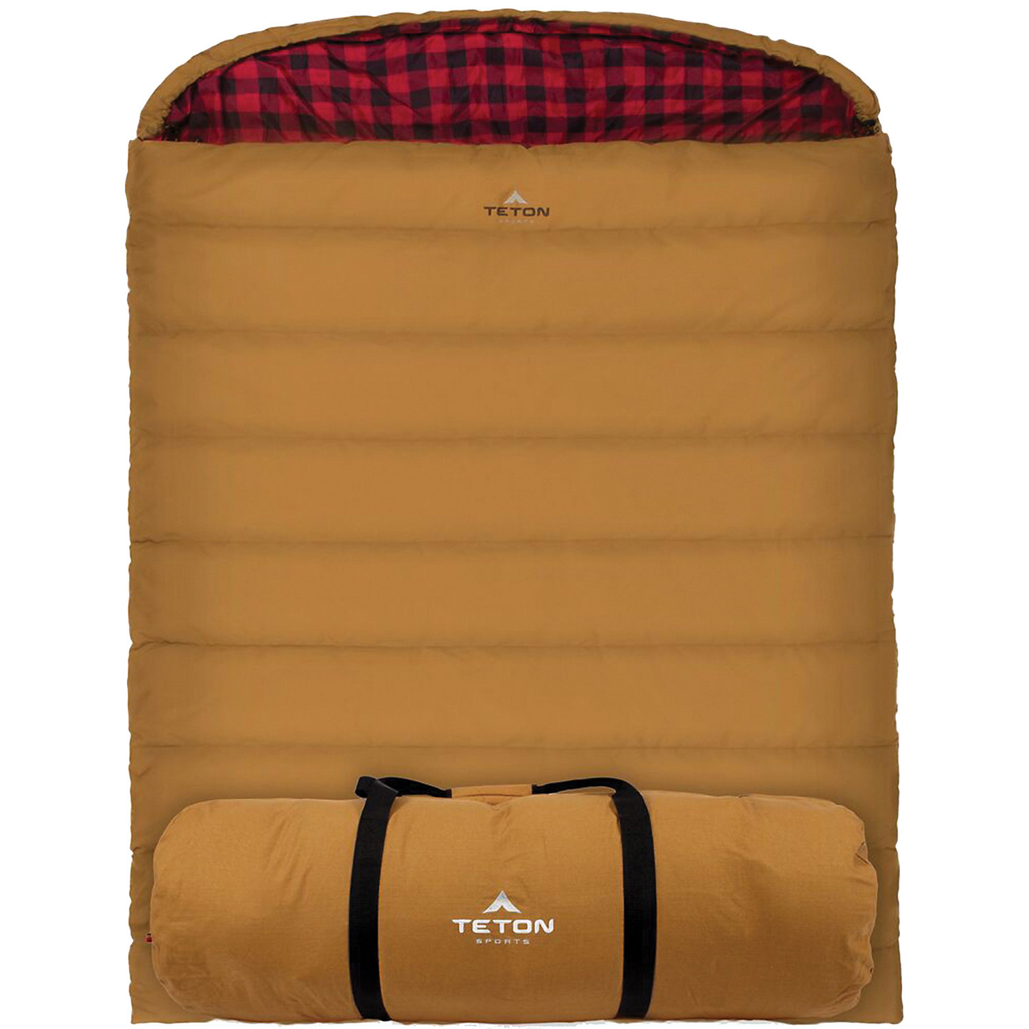 TETON Sports Unisexs Regular-18 Degree C Flannel Lined Right Zip Sleeping Bag-Brown/Pink
