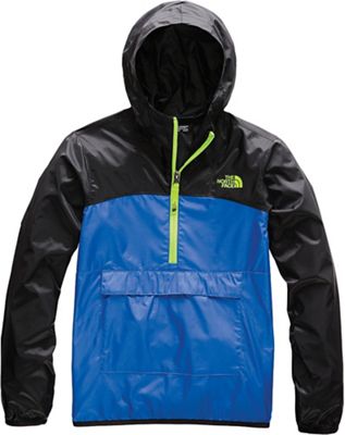 blue and grey north face jackets