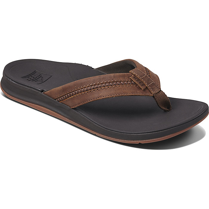Reef Men's Sandals Leather Ortho-Bounce Coast Leather Arch Support Flip Flops for Men