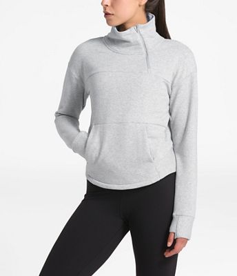 mock neck zip pullover sweatshirt