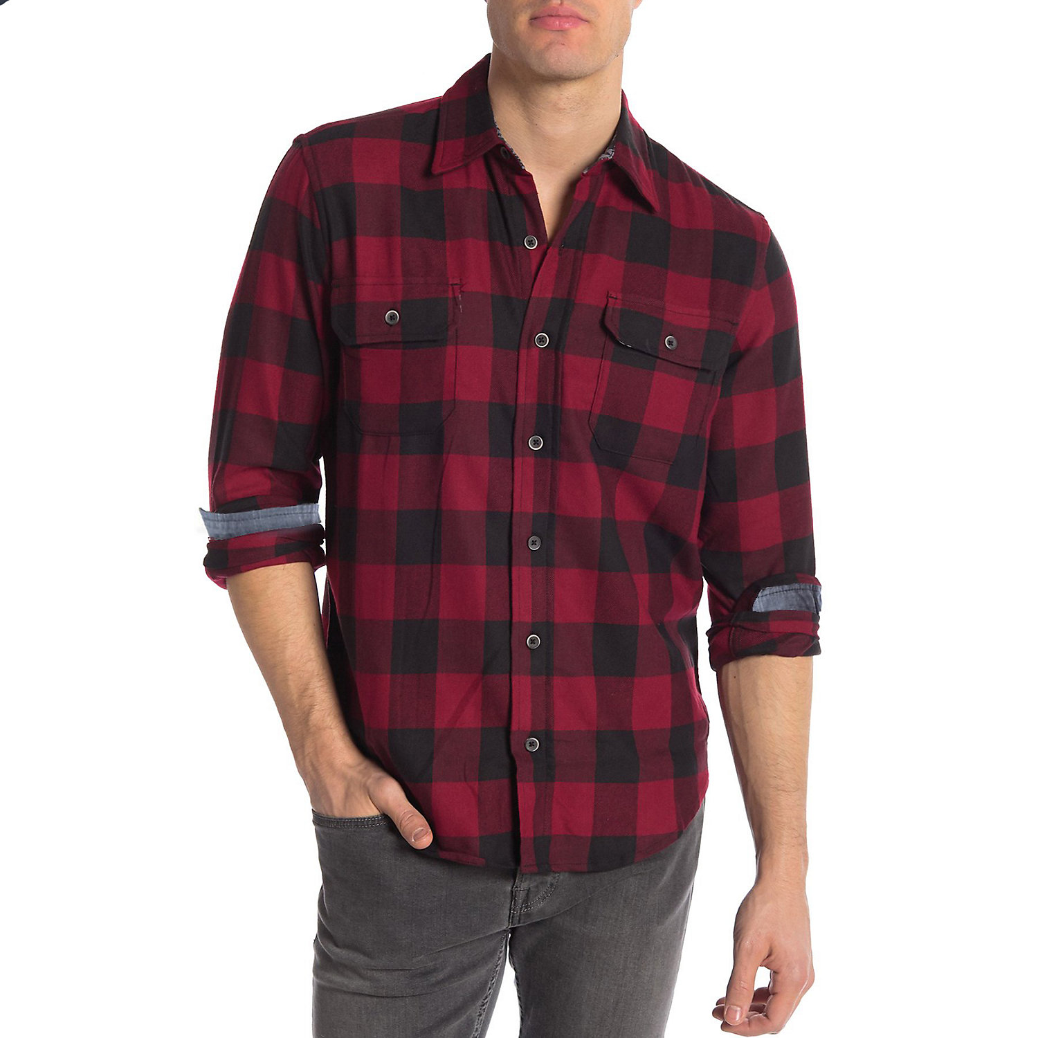 Tailor Vintage Mens Fast-Dry Buffalo Performance Stretch Flannel Two Pocket Shirt