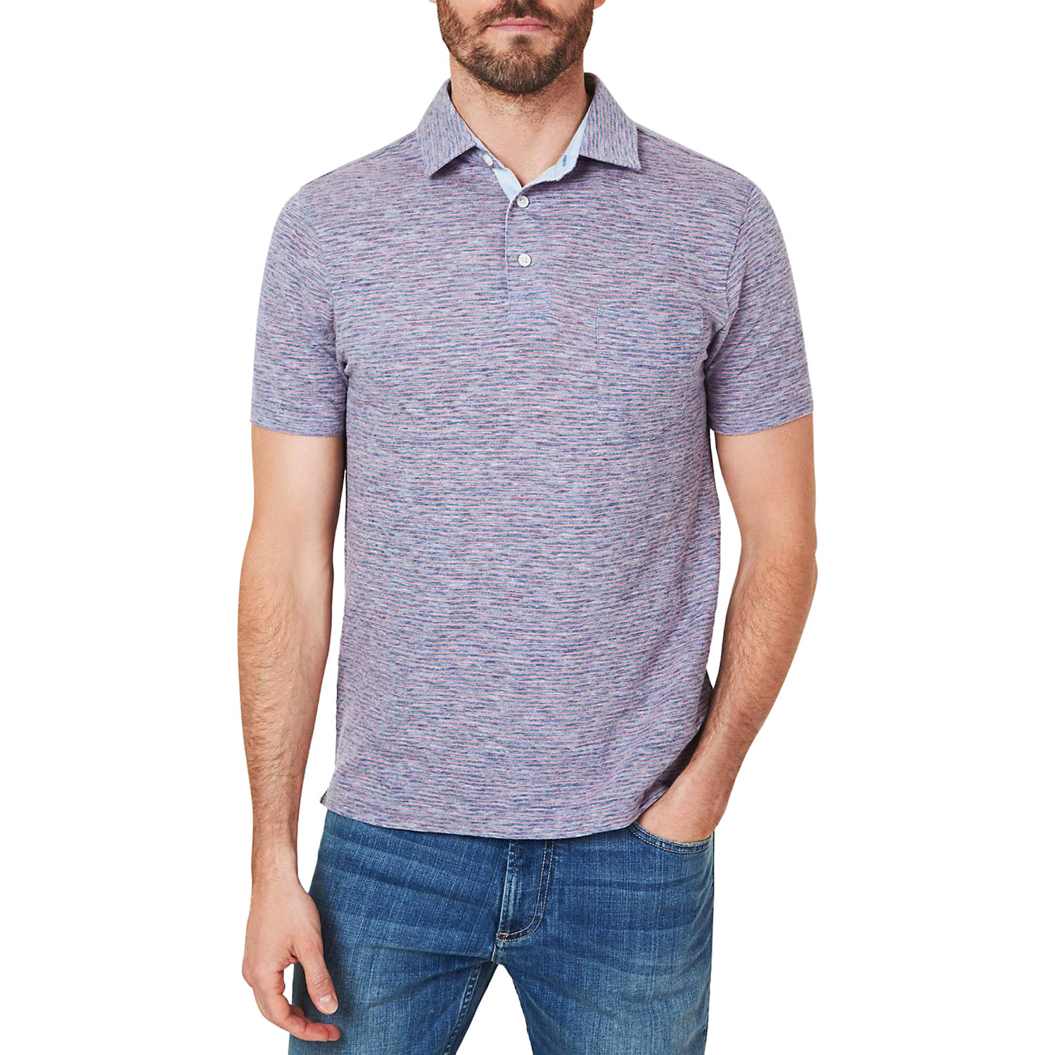 Faherty Mens Heather Striped SS Polo