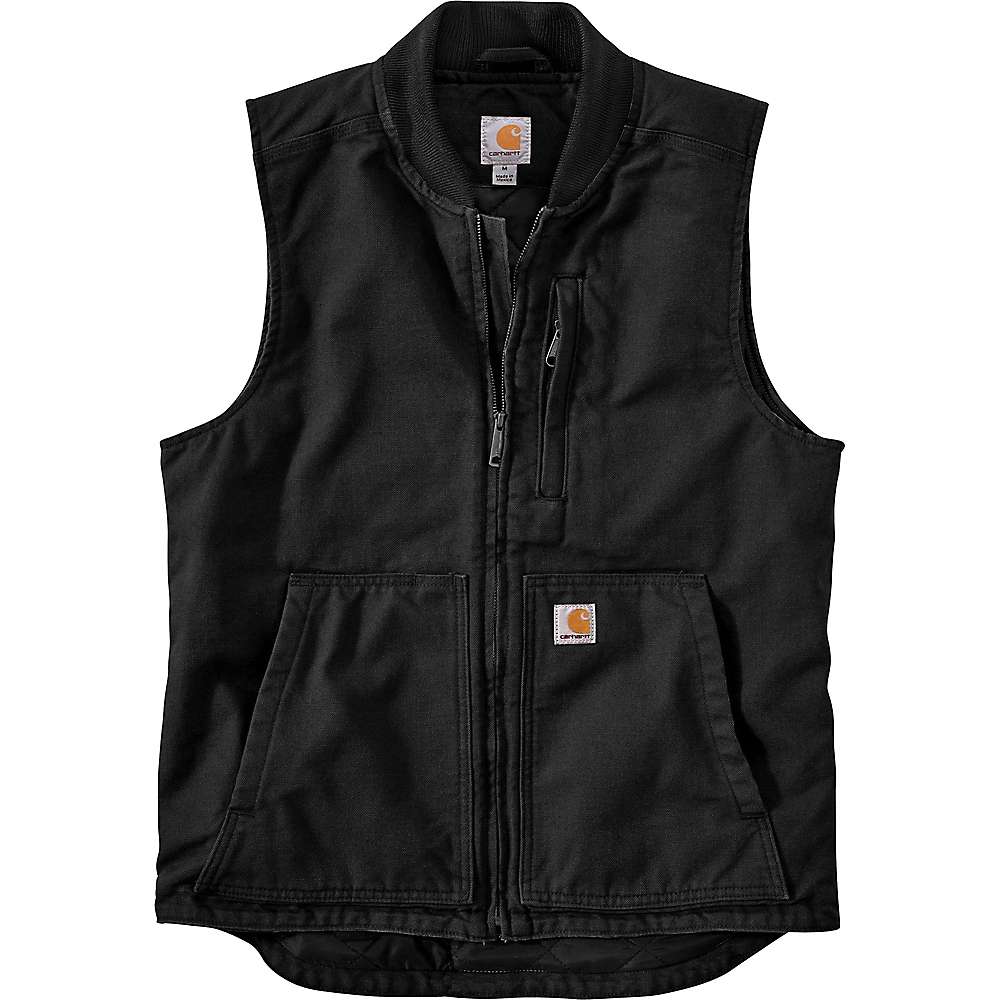 Carhartt Men's Washed Duck Insulated Rib Collar Vest - Small Regular, Black