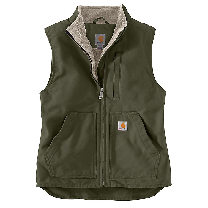Carhartt Womens Relaxed Fit Washed Duck Sherpa Lined Mock Neck Vest 