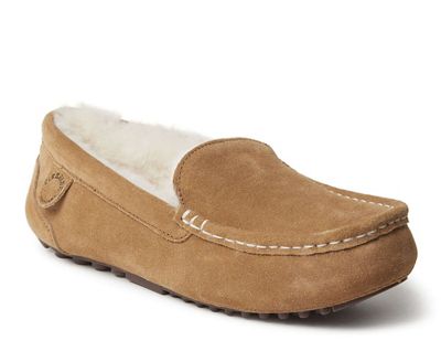 Fireside by Dearfoams Womens Mel Genuine Shearling Moccasin Slipper