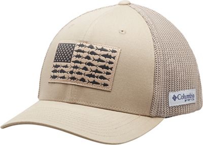 Columbia PFG Fish Flag Mesh Ball Cap - High Crown - L/XL - White