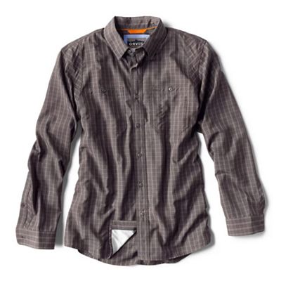 Orvis Mens Tech Chambray Plaid Work LS Shirt