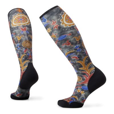 Smartwool Women's Ski Targeted Cushion Royal Floral Printed Over The Calf Sock