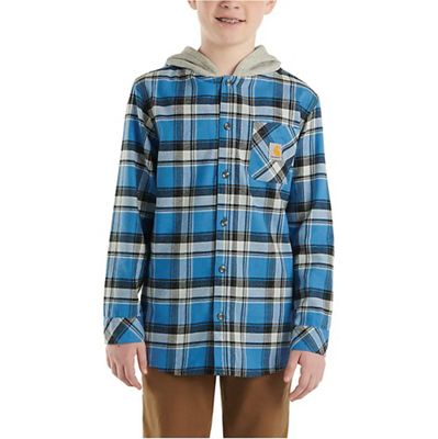 Carhartt Boys' Flannel Button-Front LS Hooded Shirt