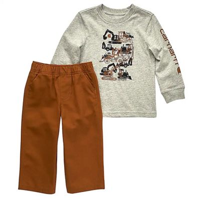Carhartt Toddler Boys' LS T-Shirt and Canvas Pant Set