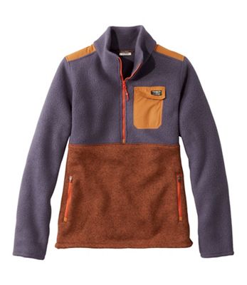L.L.Bean Women's Fleece Sherpa Hybrid Color Block Sweater