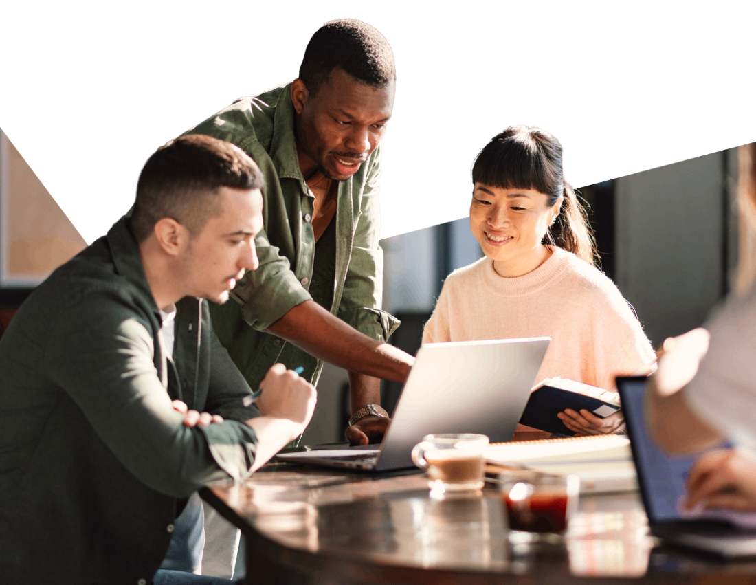 A group of people browsing the NAventures portfolio on a computer