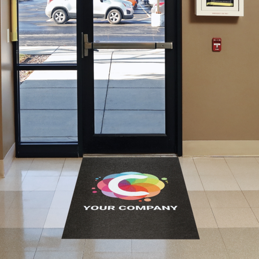 Custom Logo Floor Mat with Thin Design and Adhesive Back