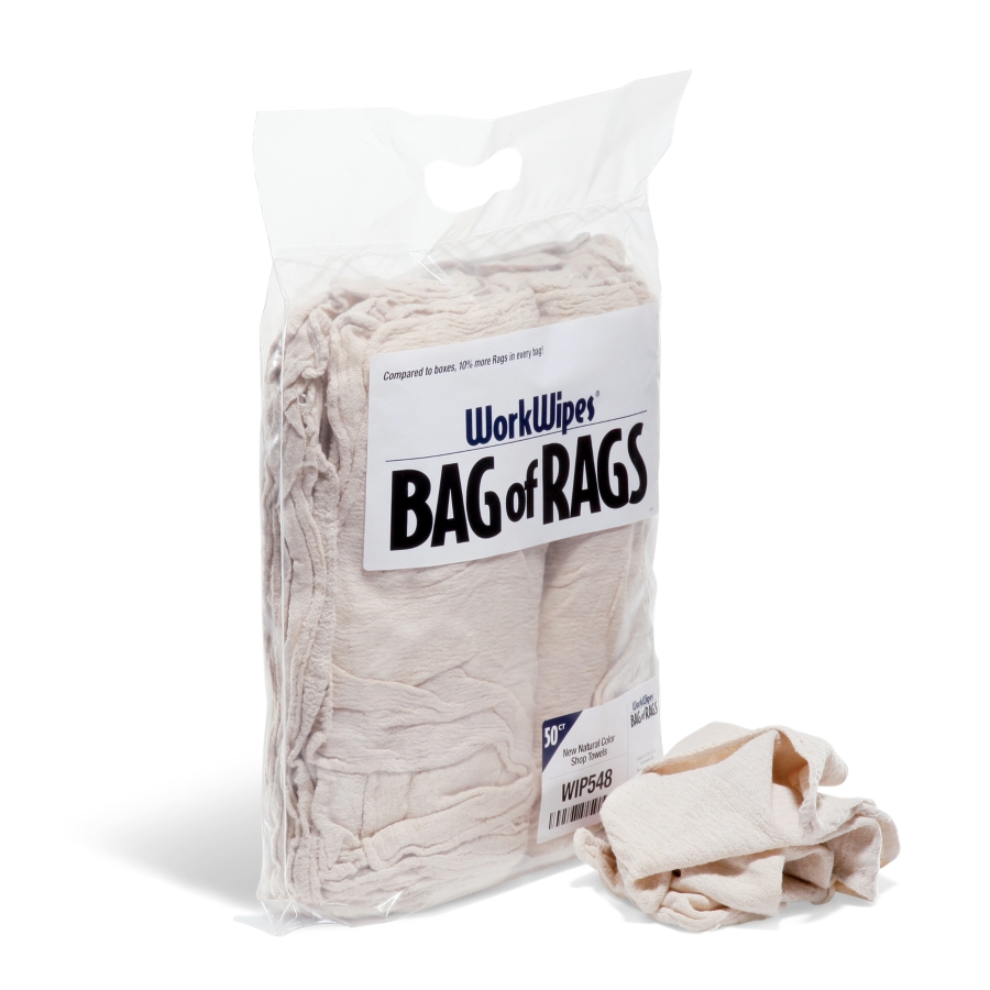 WorkWipes® Natural Cotton Shop Towels in Bag - WIP548 - New Pig