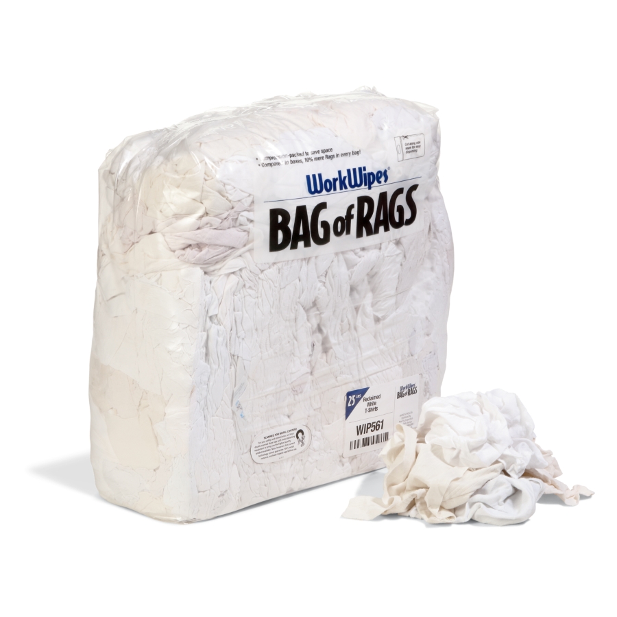 WorkWipes® Reclaimed White T-Shirt in Bag - New Pig WorkWipes® Reclaimed White T-Shirt in Bag - New Pig