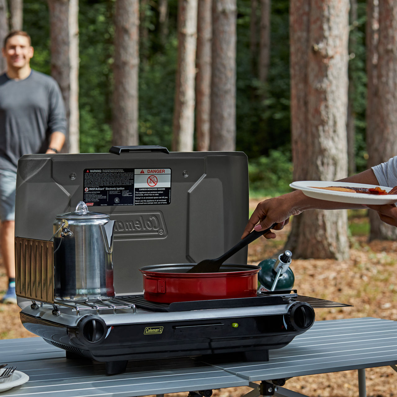 Deluxe Tabletop Propane 2-in-1 Grill/Stove, 2-Burner | Coleman