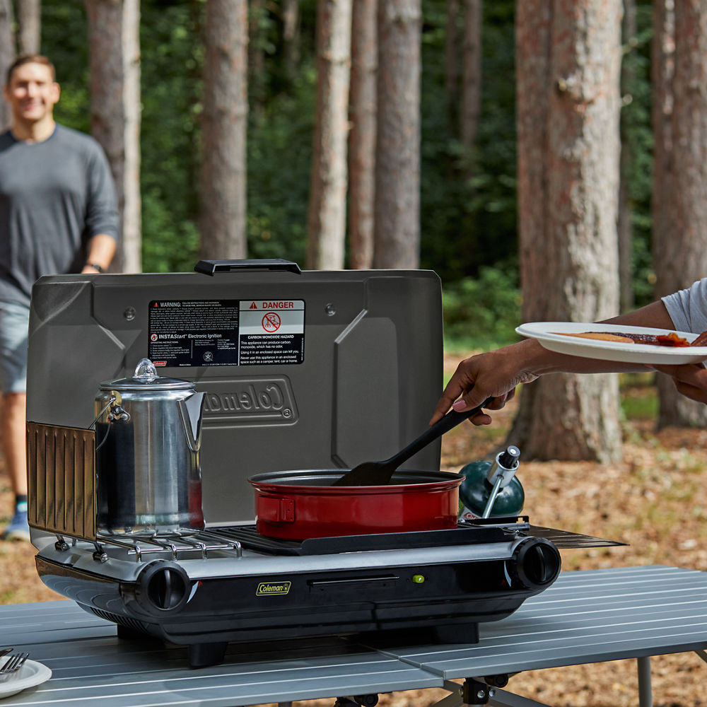 Deluxe Tabletop Propane 2-in-1 Grill/Stove, 2-Burner | Coleman