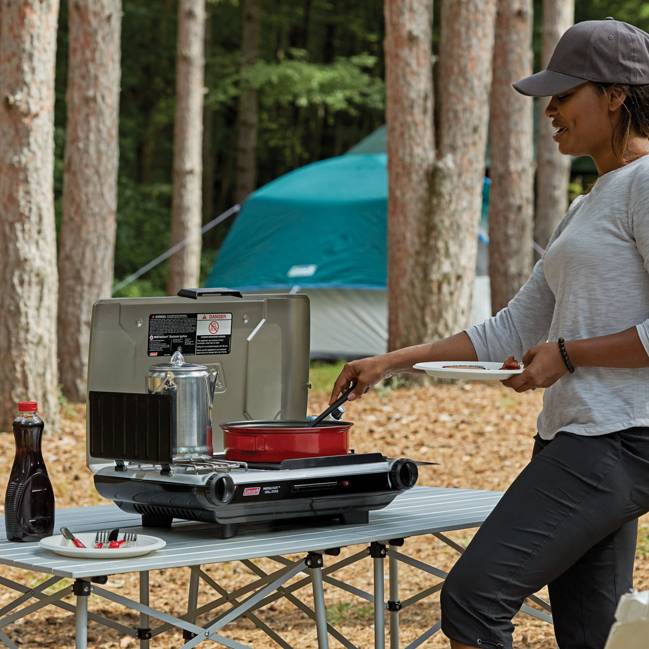 Deluxe Tabletop Propane 2-in-1 Grill/Stove, 2-Burner | Coleman