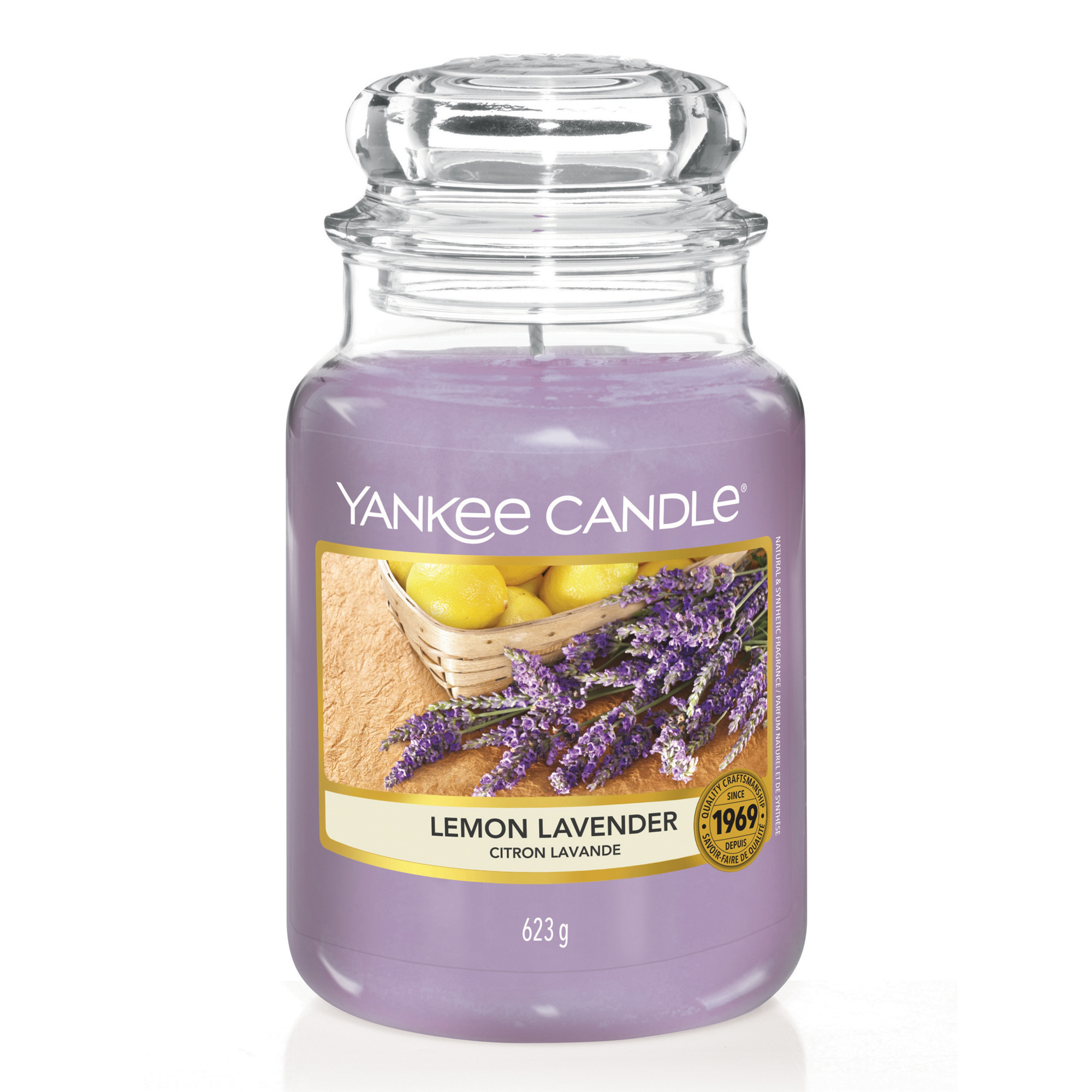 Lemon Lavender Candle Original Large Jar Candle Yankee Candle, Purple, 10.7cm x 16.8cm | Citrus