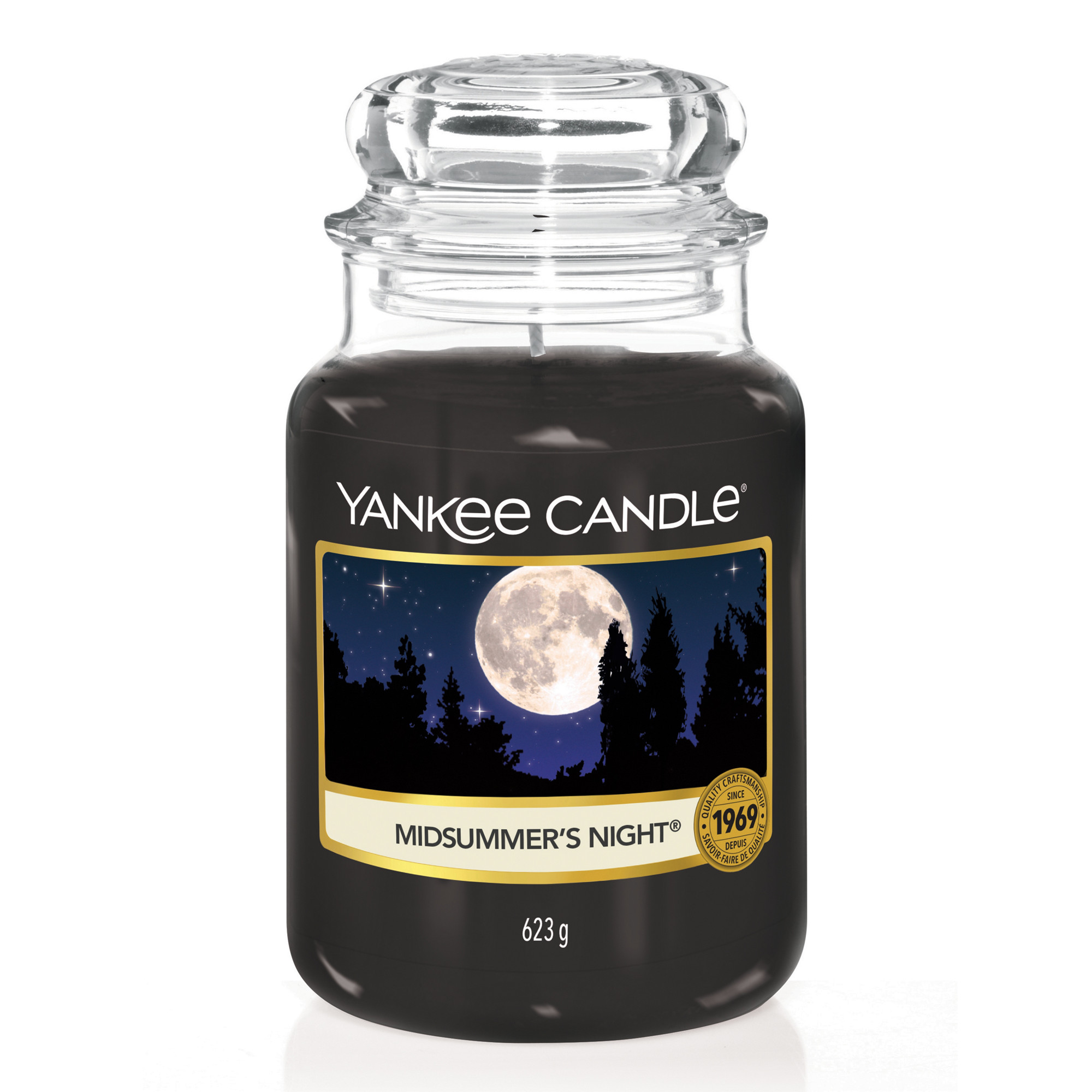 Midsummer's Night® Candle Original Large Jar Candle Yankee Candle, Black, 10.7cm x 16.8cm | Fresh & Clean