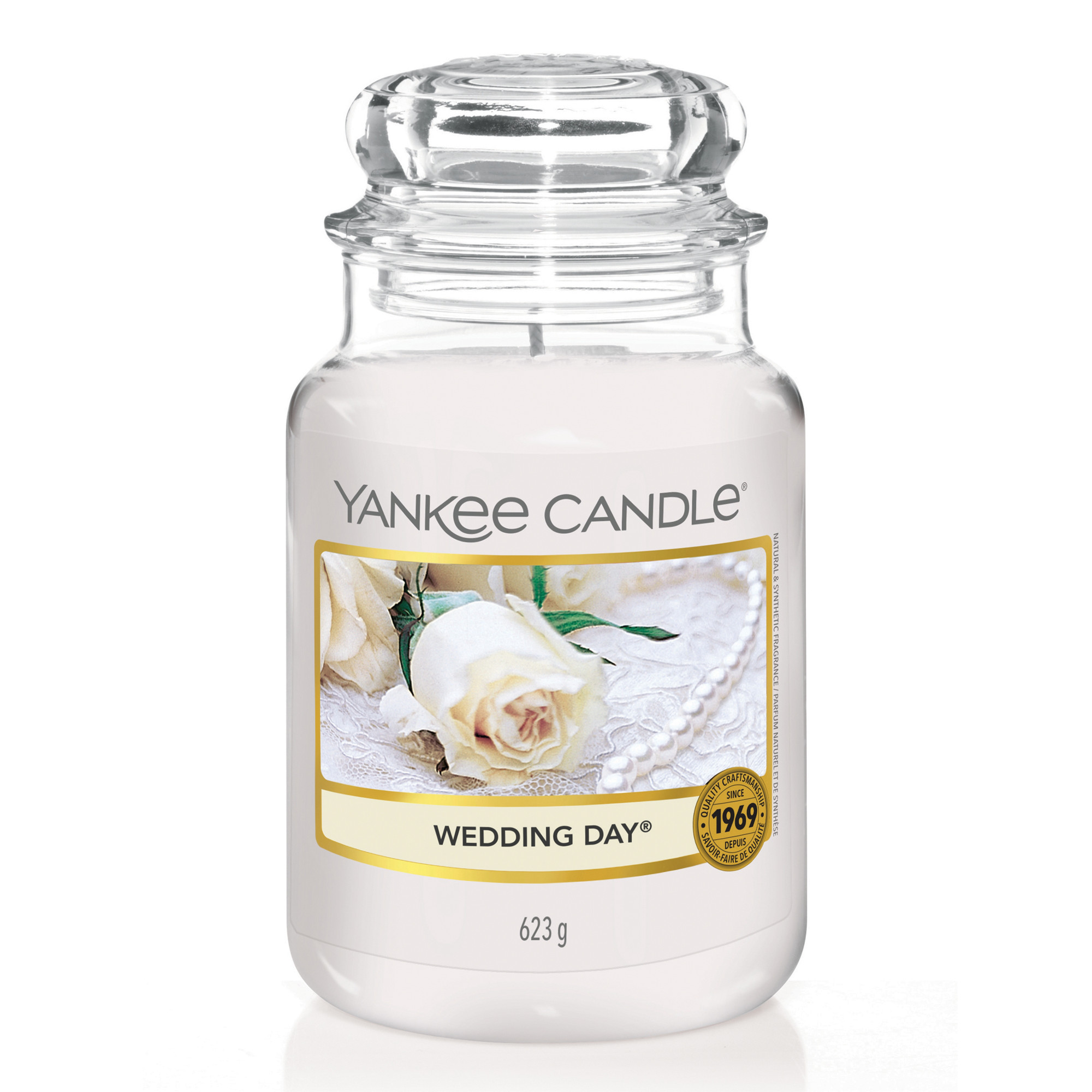 Wedding Day® Candle Original Large Jar Candle Yankee Candle, White, 10.7cm x 16.8cm | Floral