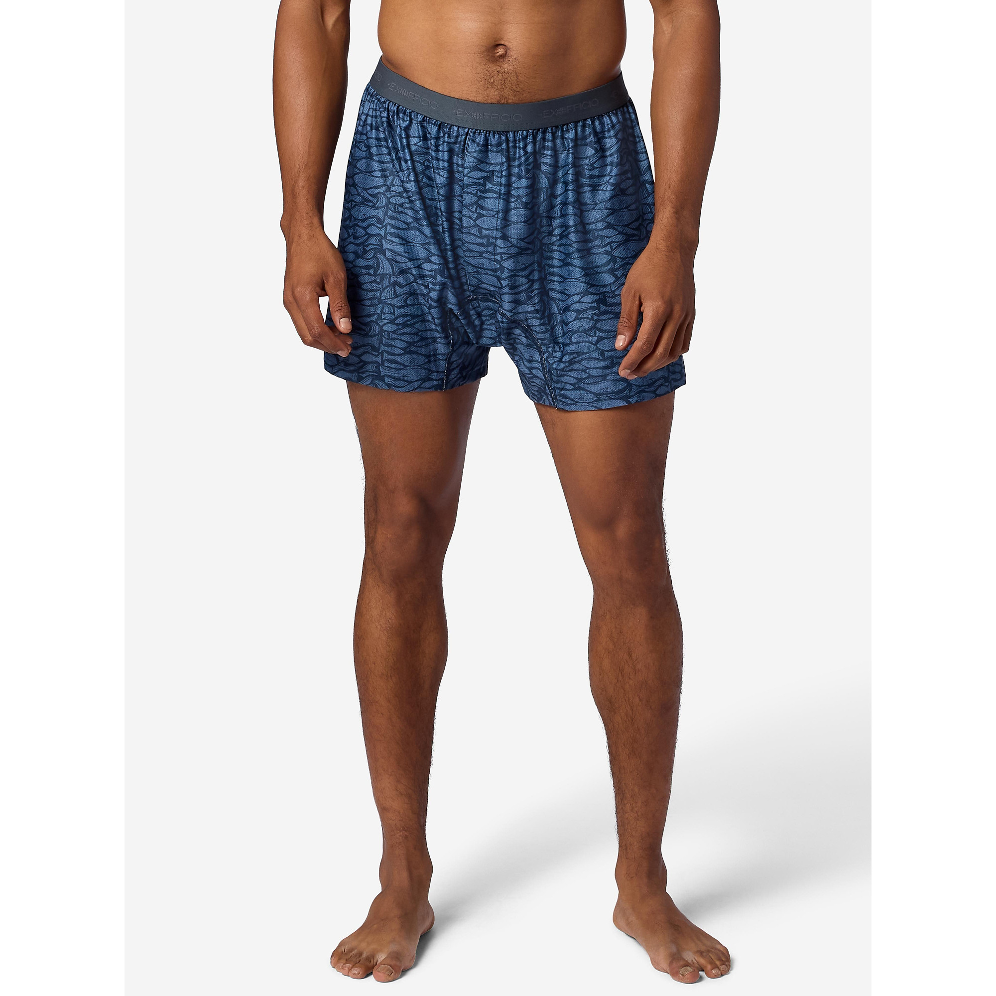 ExOfficio Men's Give-N-Go 2.0 Boxer in Thunderhead Fish Woodcut - Size: Medium