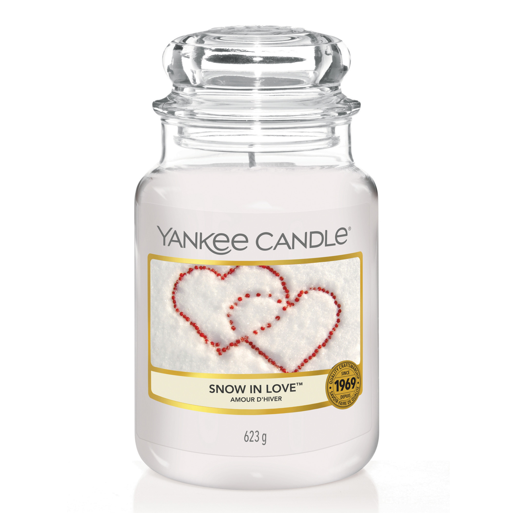 Snow In Love Candle Original Large Jar Candle Yankee Candle, White, 10.7cm x 16.8cm | Woody