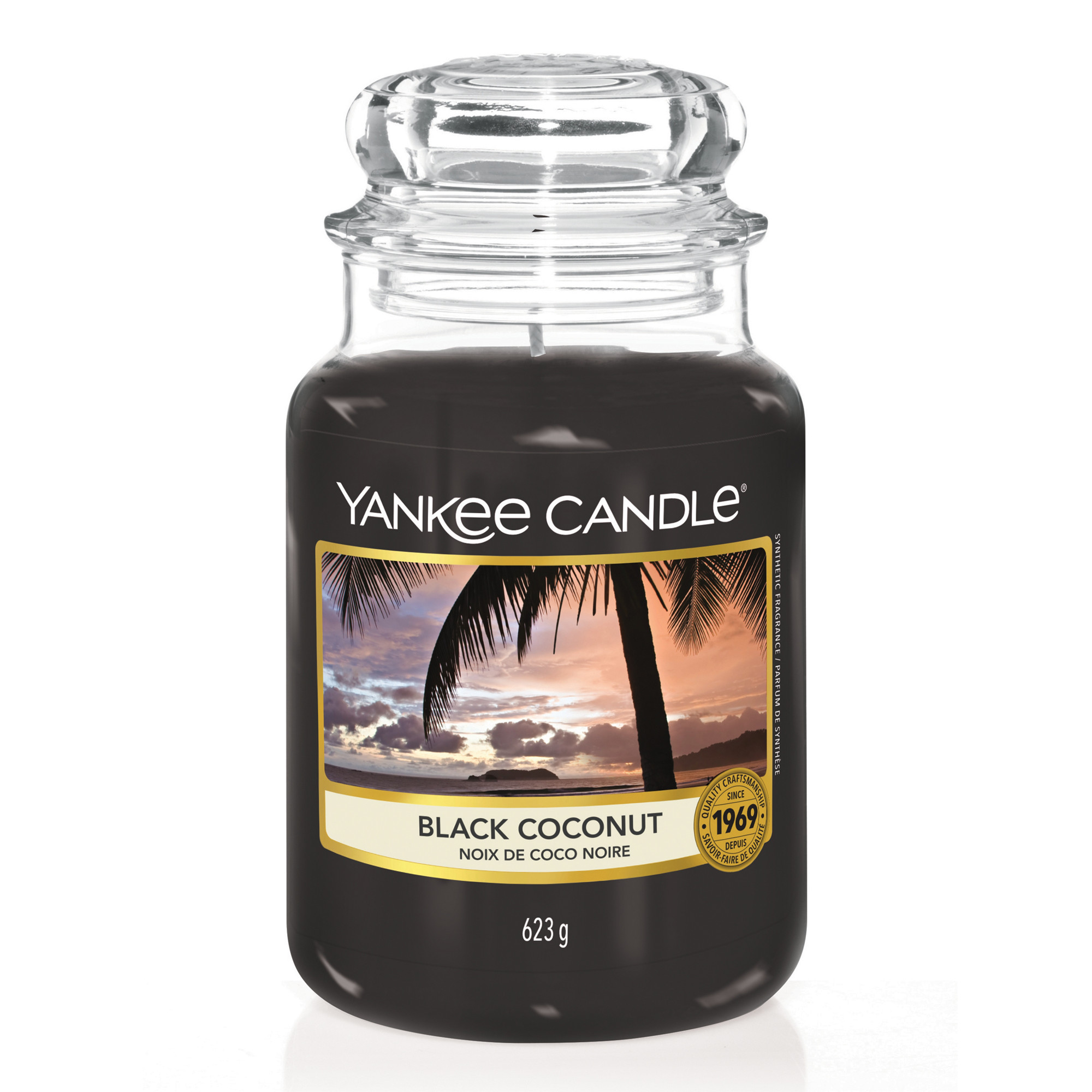 Black Coconut Candle Original Large Jar Candle Yankee Candle, 10.7cm x 16.8cm | Floral