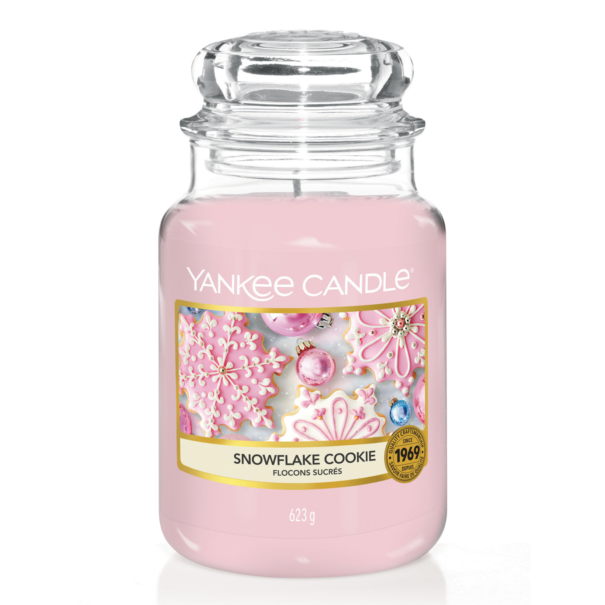 Snowflake Cookie Candle Original Large Jar Candle Yankee Candle, Pink, 10.7cm x 16.8cm | Sweet & Spicy