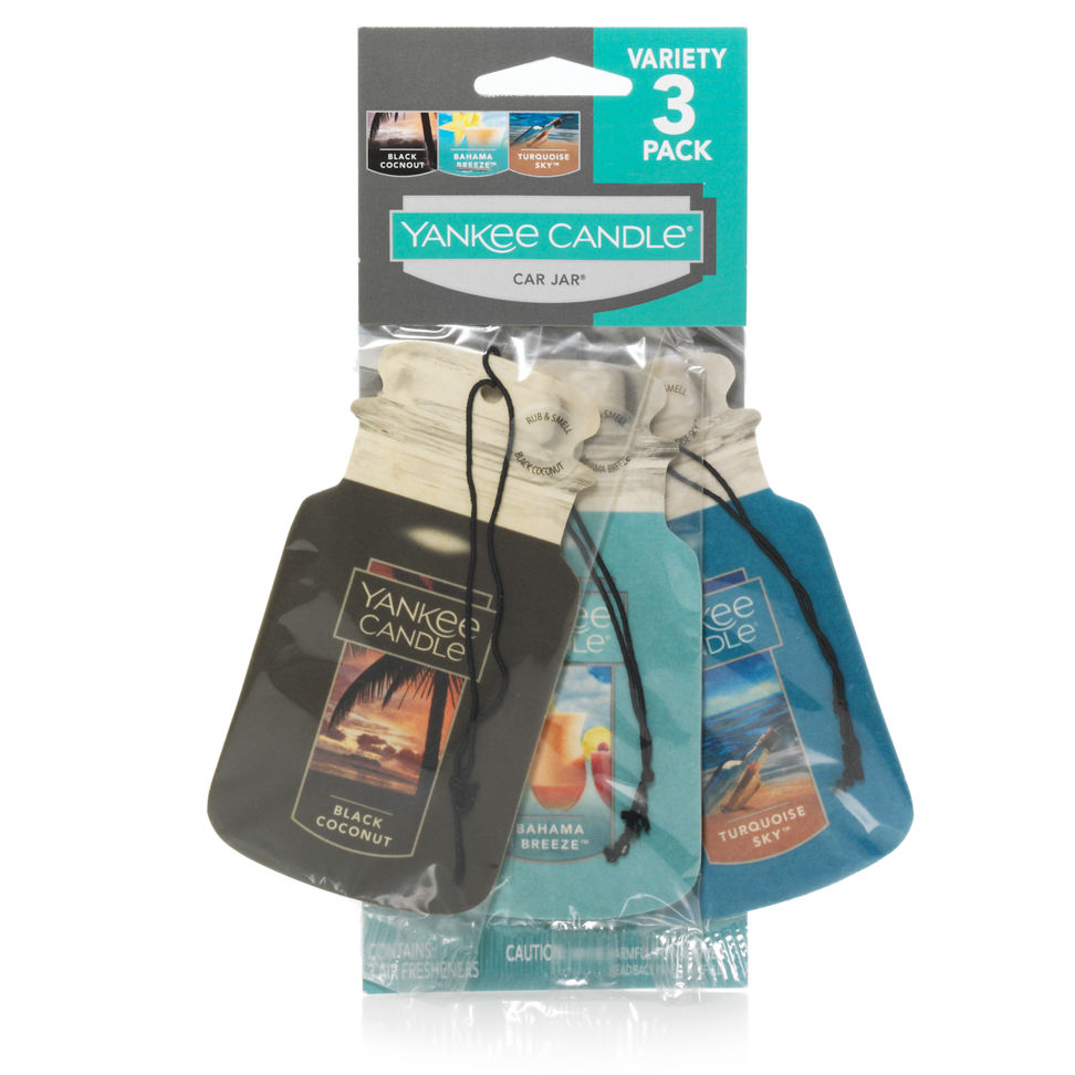 Car Jar® Variety 3-Pack one each in Black Coconut, Bahama Breeze™, and Turquoise Sky™